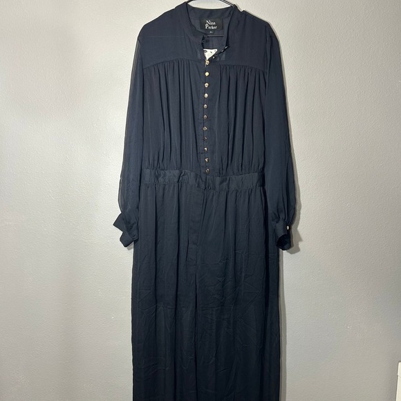 Nina Parker Jumpsuit Sheer Overlay Button Front Plus Size 24W Party Black NWT - Picture 2 of 9